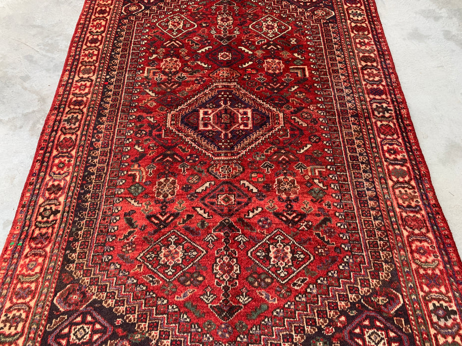 8'4 x 5'5 Hand-Knotted Persian Wool Rug - Red Tribal Medallion Design - KBHM-973