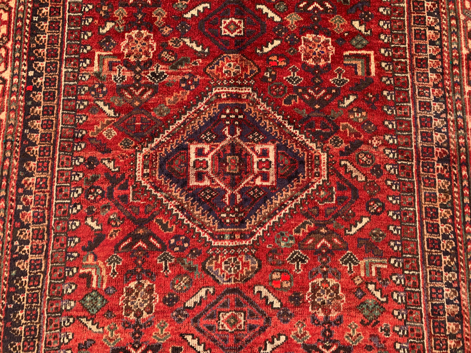 8'4 x 5'5 Hand-Knotted Persian Wool Rug - Red Tribal Medallion Design - KBHM-973