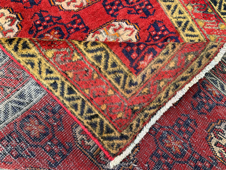 4'6 x 2'7 Hand-Knotted Persian Wool Rug - Red Geometric Tribal Design - KBHM-976