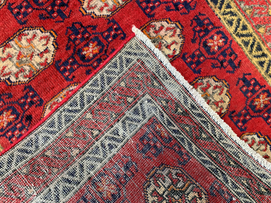 4'6 x 2'7 Hand-Knotted Persian Wool Rug - Red Geometric Tribal Design - KBHM-976