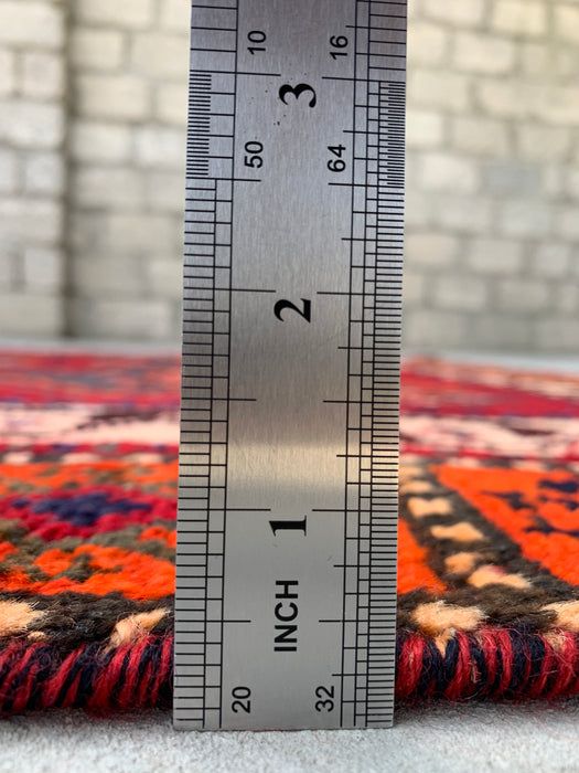 7'7 x 4'7 Hand-Knotted Persian Wool Rug - Red Geometric Tribal Medallion Design - KBHM-977