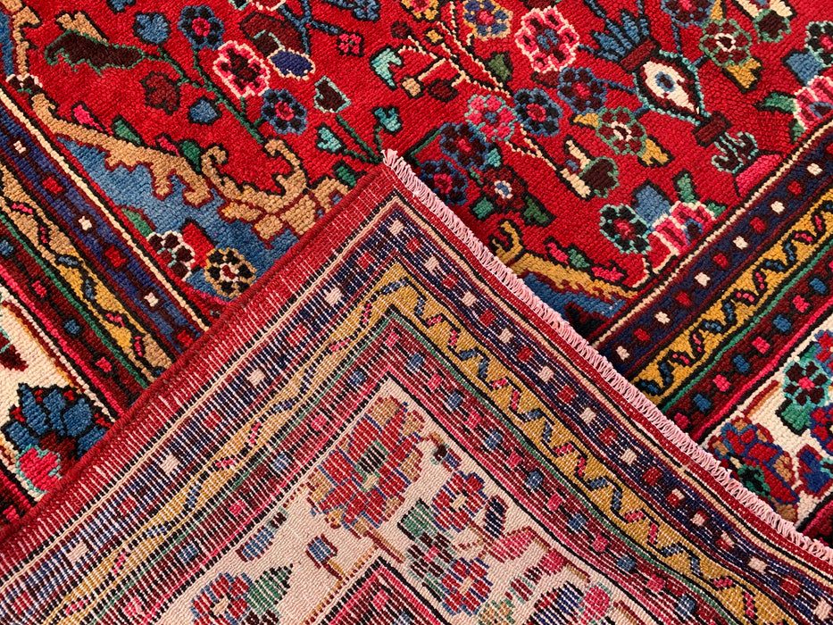 10'2 x 7'1 Hand-Knotted Persian Wool Rug - Red Floral Medallion Design - KBHM-978