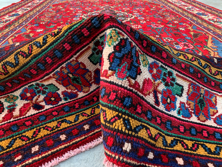 10'2 x 7'1 Hand-Knotted Persian Wool Rug - Red Floral Medallion Design - KBHM-978