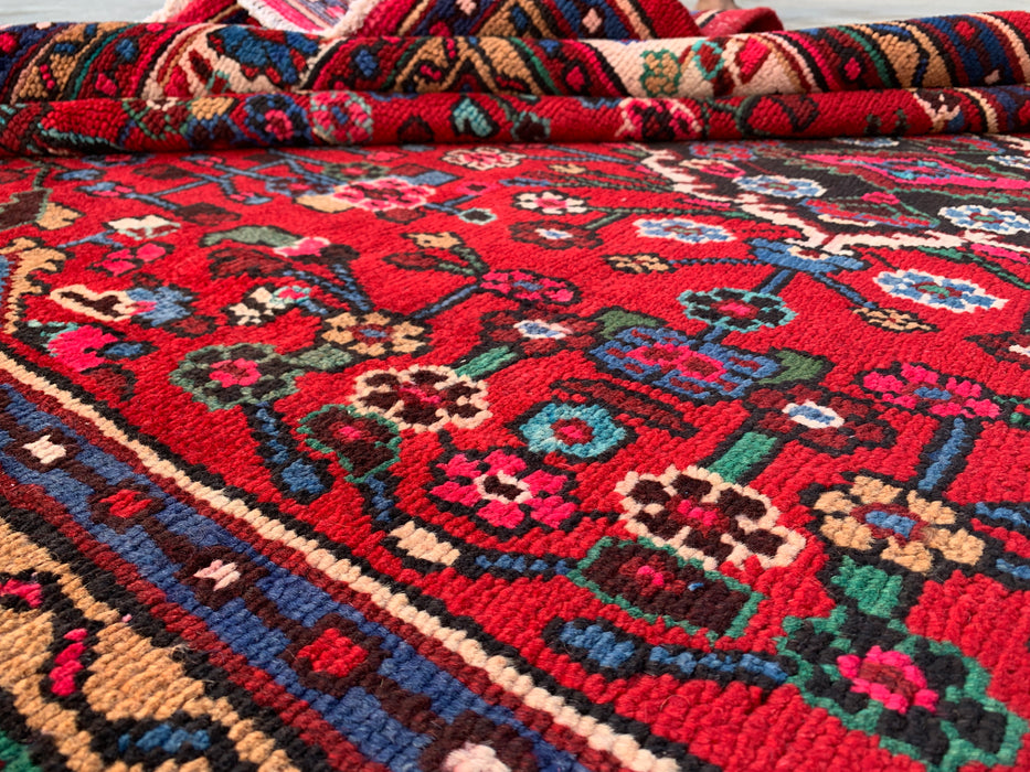 10'2 x 7'1 Hand-Knotted Persian Wool Rug - Red Floral Medallion Design - KBHM-978