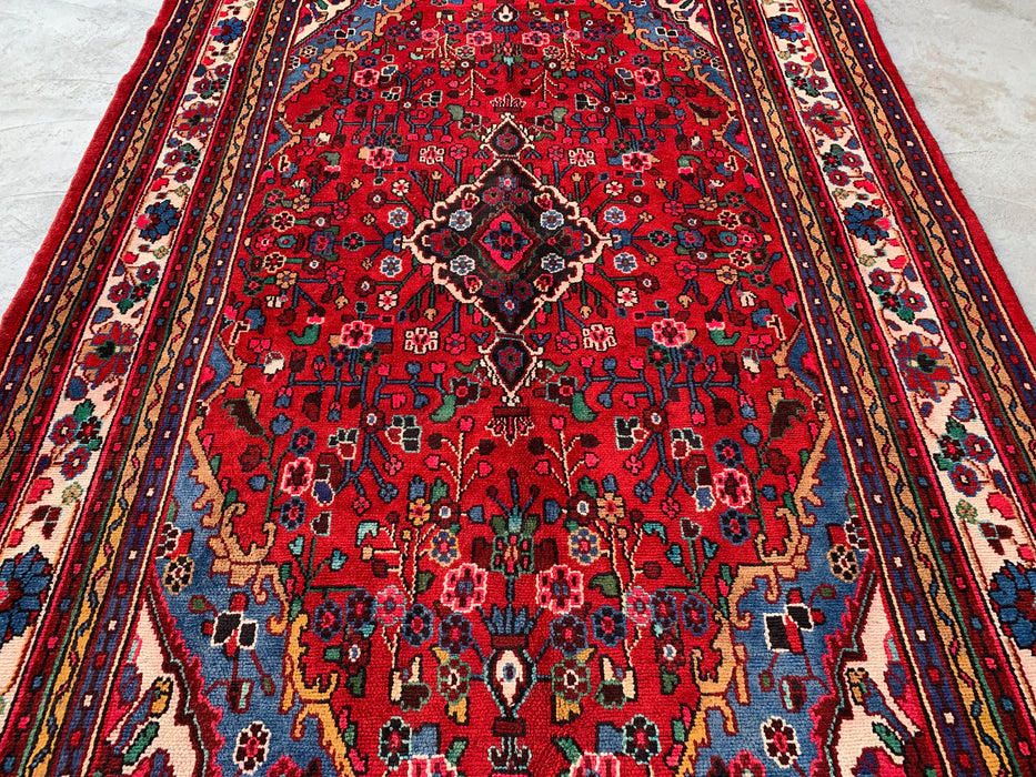 10'2 x 7'1 Hand-Knotted Persian Wool Rug - Red Floral Medallion Design - KBHM-978