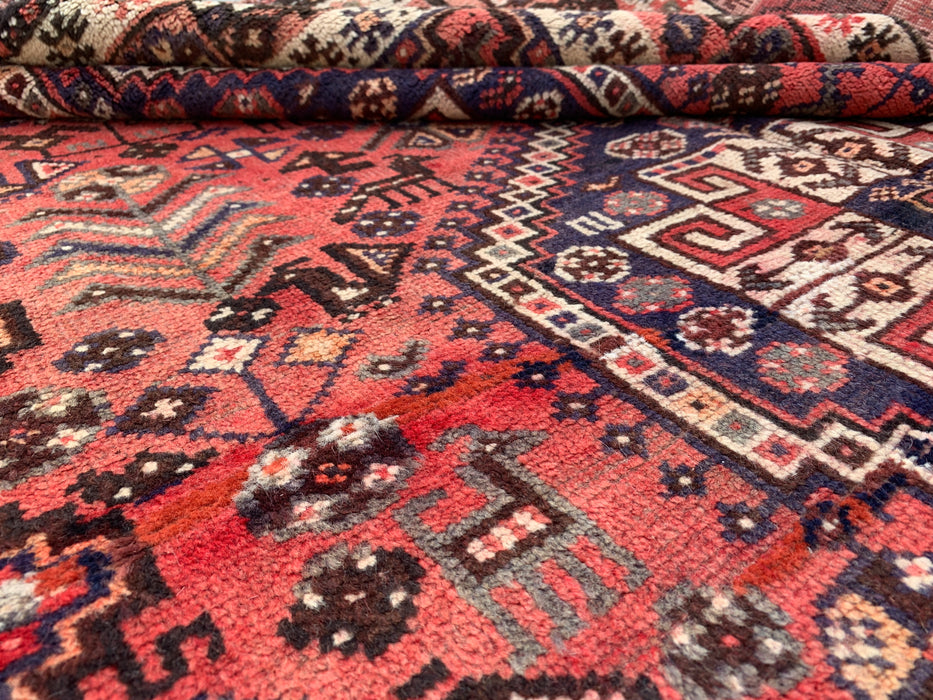 7'7 x 4'10 Hand-Knotted Persian Wool Rug - Faded Coral Tribal Medallion Design - KBHM-979