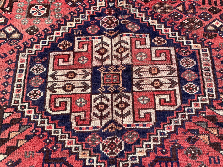 7'7 x 4'10 Hand-Knotted Persian Wool Rug - Faded Coral Tribal Medallion Design - KBHM-979