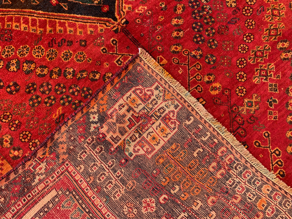 8'0 x 4'11 Hand-Knotted Persian Wool Rug - Red Tribal Medallion Design - KBHM-981