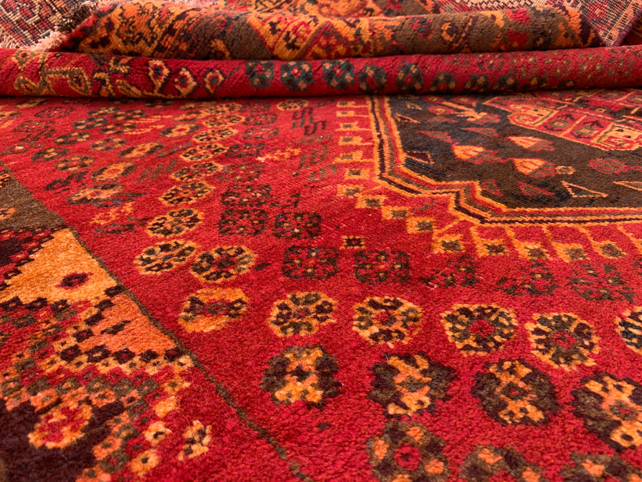 8'0 x 4'11 Hand-Knotted Persian Wool Rug - Red Tribal Medallion Design - KBHM-981