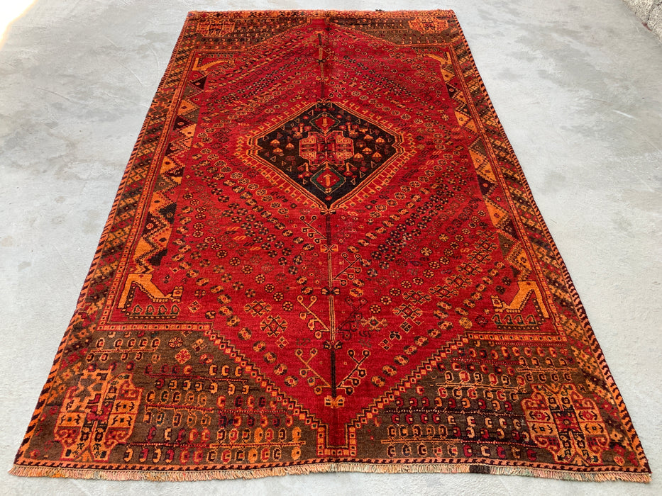 8'0 x 4'11 Hand-Knotted Persian Wool Rug - Red Tribal Medallion Design - KBHM-981