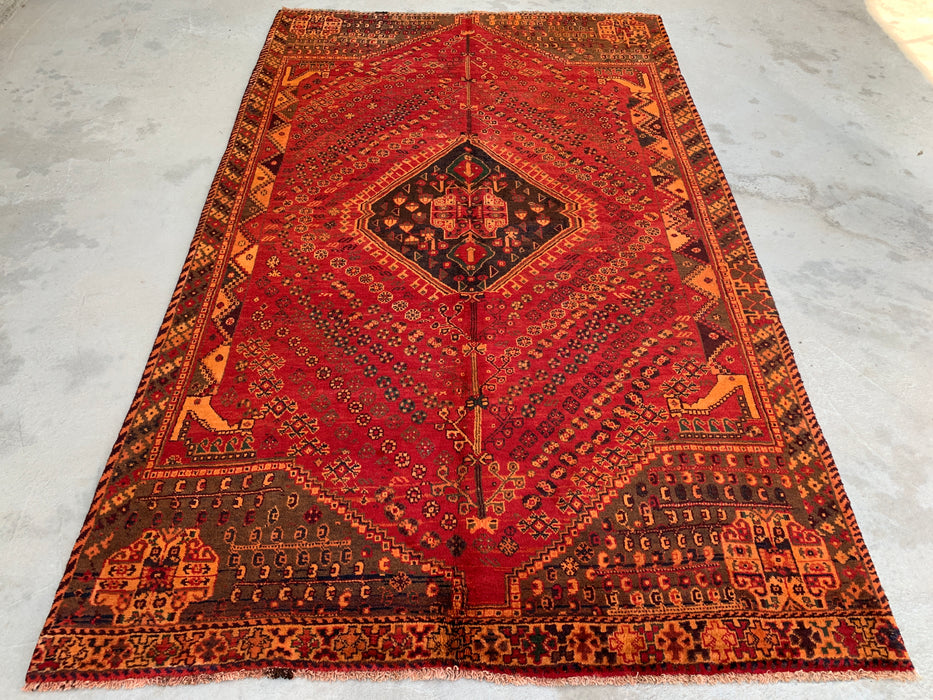 8'0 x 4'11 Hand-Knotted Persian Wool Rug - Red Tribal Medallion Design - KBHM-981