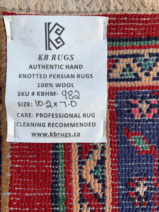 10'2 x 7'0 Hand-Knotted Persian Wool Rug - Red Medallion Design - KBHM-982
