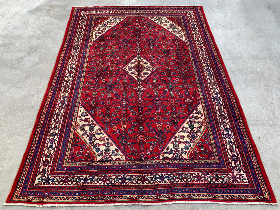10'2 x 7'0 Hand-Knotted Persian Wool Rug - Red Medallion Design - KBHM-982