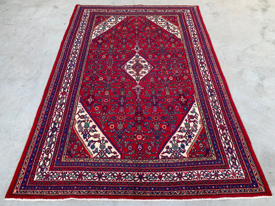 10'2 x 7'0 Hand-Knotted Persian Wool Rug - Red Medallion Design - KBHM-982