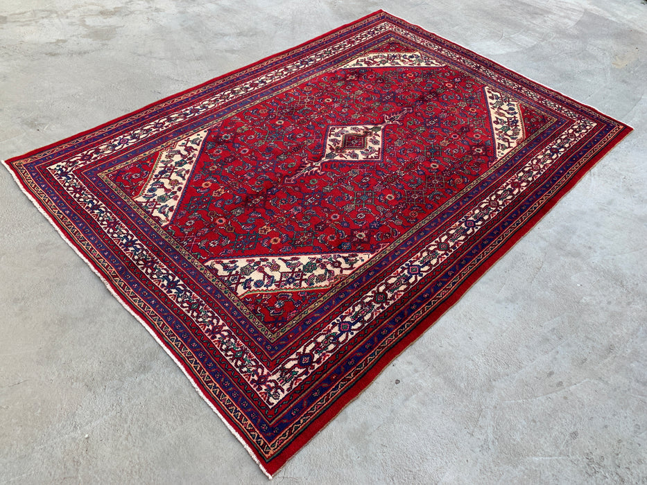 10'2 x 7'0 Hand-Knotted Persian Wool Rug - Red Medallion Design - KBHM-982