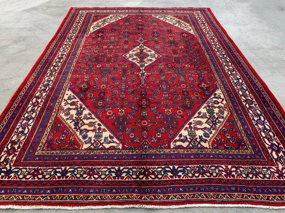 10'2 x 7'0 Hand-Knotted Persian Wool Rug - Red Medallion Design - KBHM-982