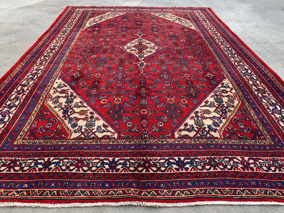 10'2 x 7'0 Hand-Knotted Persian Wool Rug - Red Medallion Design - KBHM-982