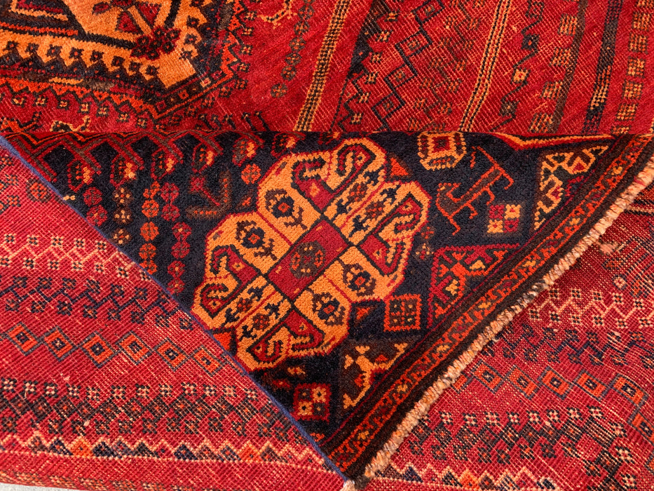 9'2 x 4'7 Hand-Knotted Persian Wool Rug - Red Tribal Medallion Design - KBHM-983