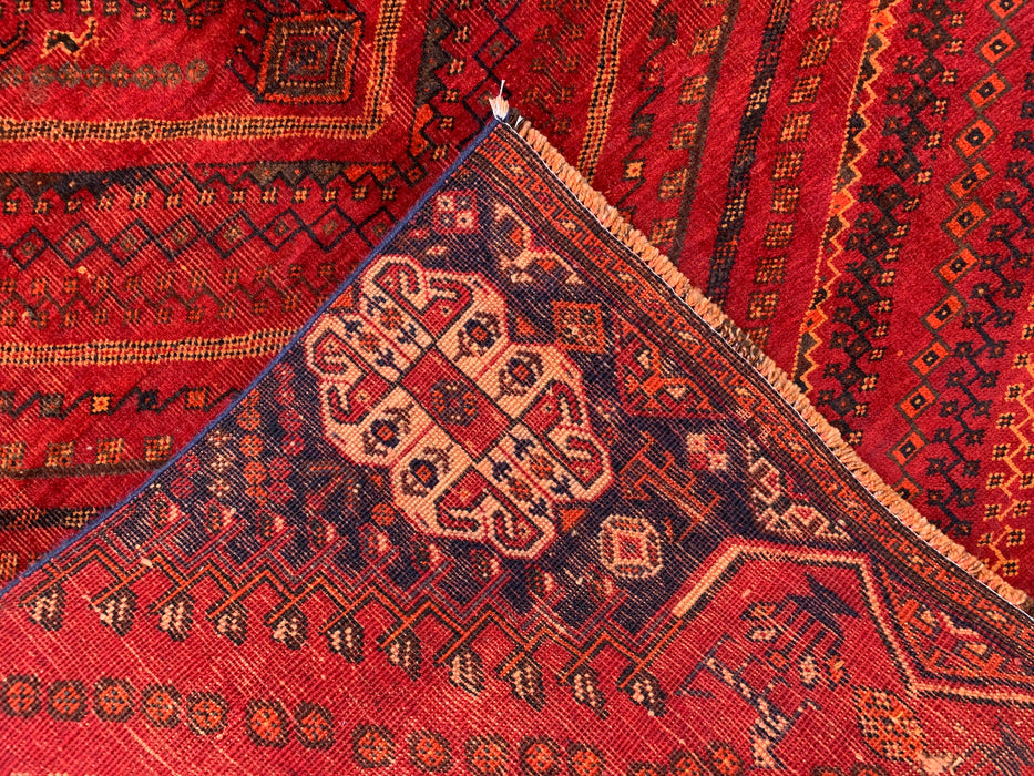 9'2 x 4'7 Hand-Knotted Persian Wool Rug - Red Tribal Medallion Design - KBHM-983
