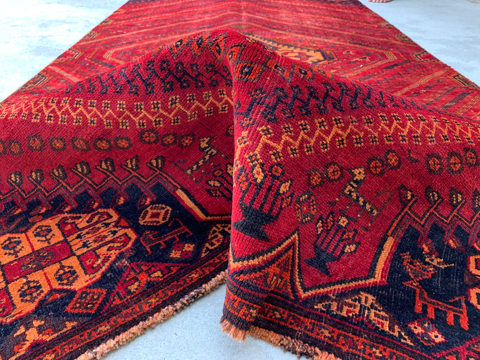 9'2 x 4'7 Hand-Knotted Persian Wool Rug - Red Tribal Medallion Design - KBHM-983