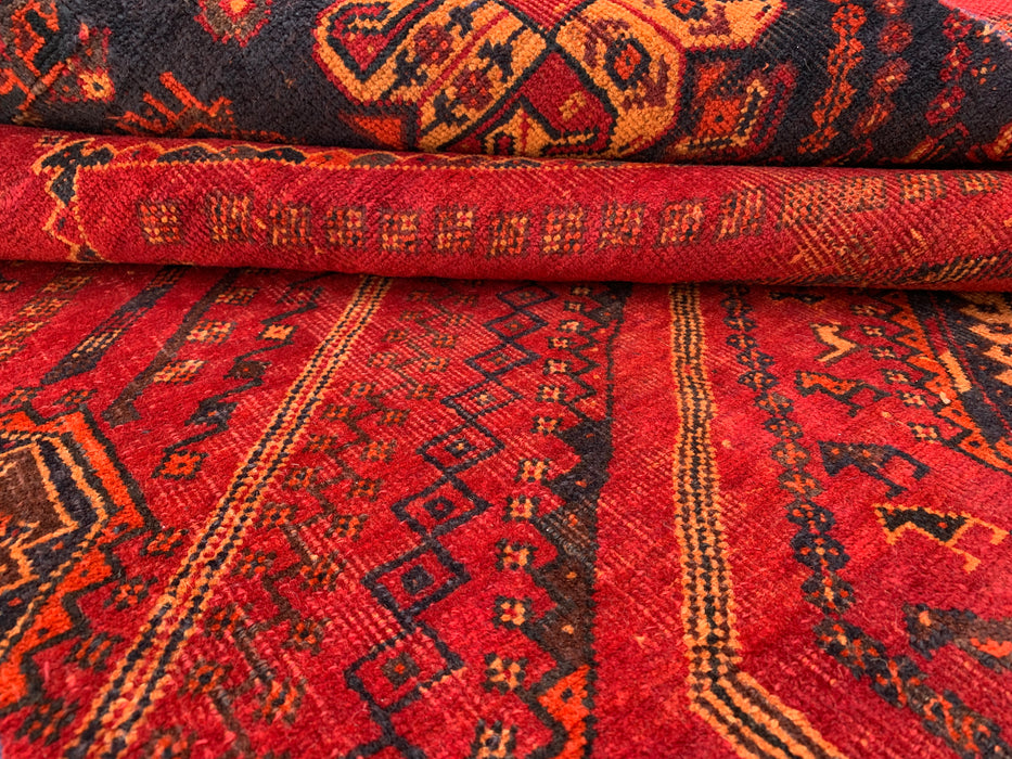 9'2 x 4'7 Hand-Knotted Persian Wool Rug - Red Tribal Medallion Design - KBHM-983