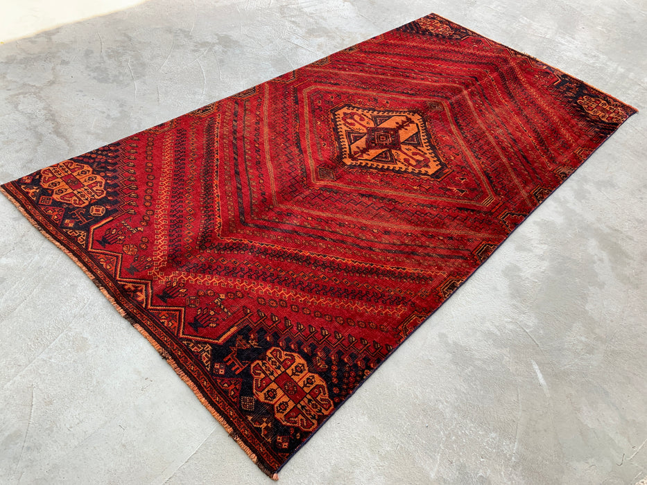 9'2 x 4'7 Hand-Knotted Persian Wool Rug - Red Tribal Medallion Design - KBHM-983