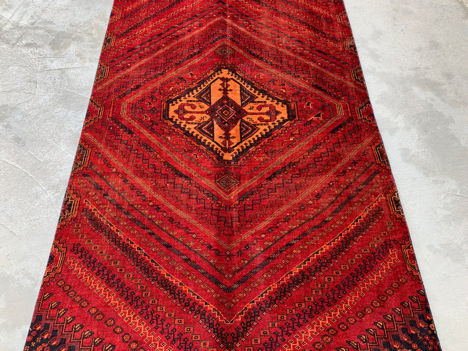 9'2 x 4'7 Hand-Knotted Persian Wool Rug - Red Tribal Medallion Design - KBHM-983