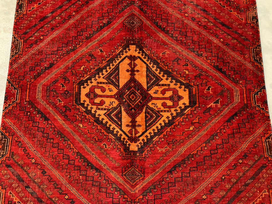 9'2 x 4'7 Hand-Knotted Persian Wool Rug - Red Tribal Medallion Design - KBHM-983
