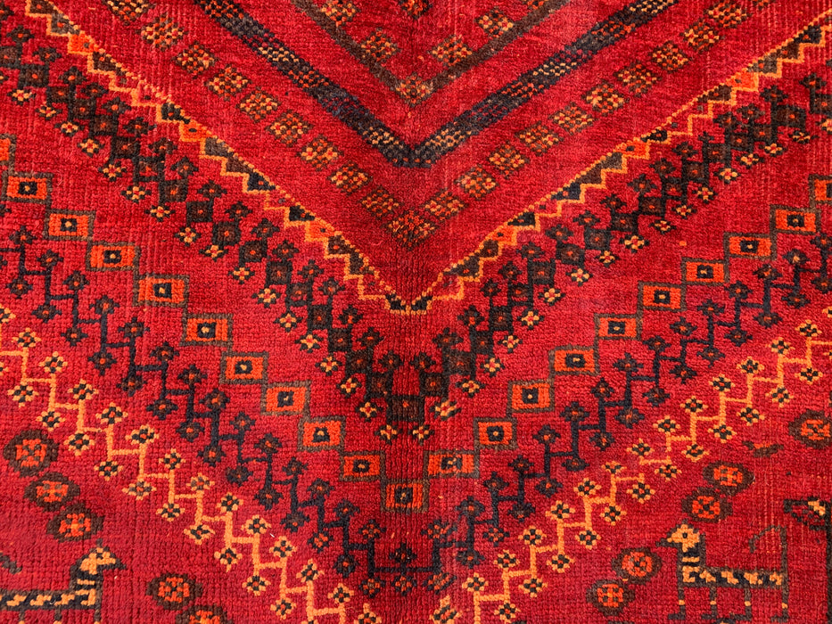 9'2 x 4'7 Hand-Knotted Persian Wool Rug - Red Tribal Medallion Design - KBHM-983