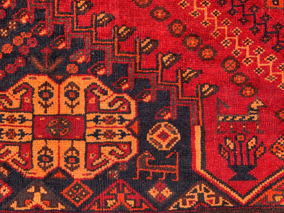 9'2 x 4'7 Hand-Knotted Persian Wool Rug - Red Tribal Medallion Design - KBHM-983