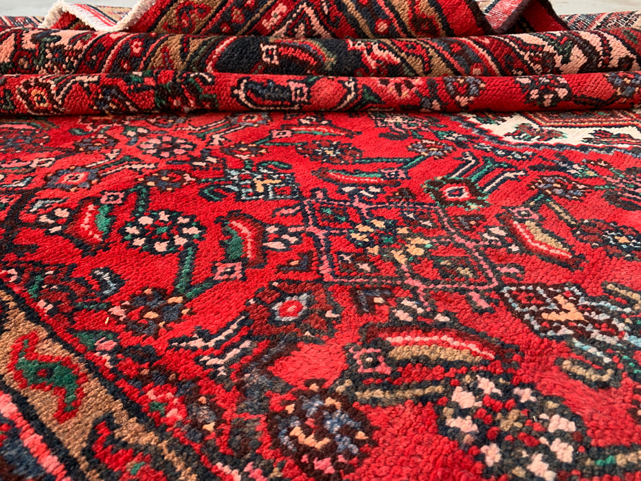 9'10 x 7'0 Hand-Knotted Persian Wool Rug - Red Medallion Design - KBHM-985