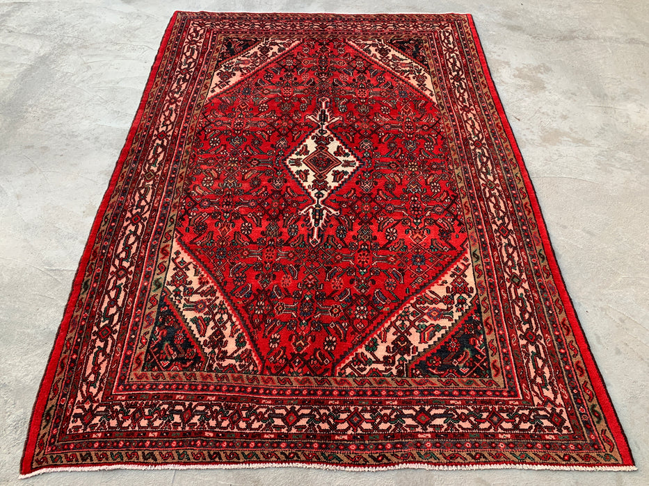 9'10 x 7'0 Hand-Knotted Persian Wool Rug - Red Medallion Design - KBHM-985