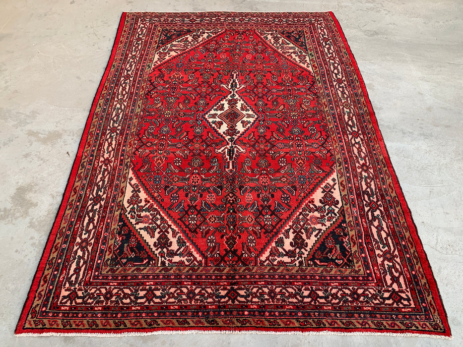 9'10 x 7'0 Hand-Knotted Persian Wool Rug - Red Medallion Design - KBHM-985