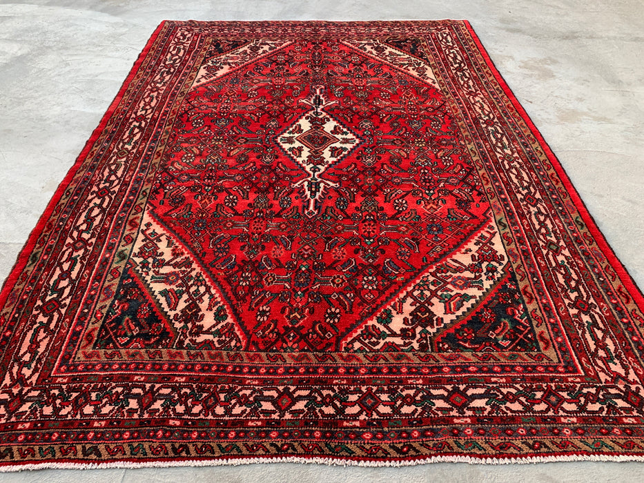 9'10 x 7'0 Hand-Knotted Persian Wool Rug - Red Medallion Design - KBHM-985