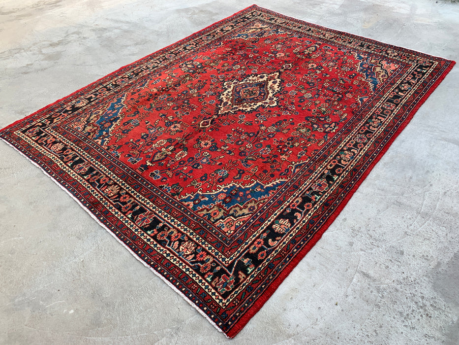 12'0 x 9'0 Hand-Knotted Persian Wool Rug - Red Floral Medallion Design - KBHM-986