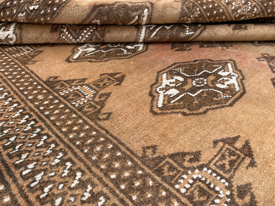 4'8 x 3'2 Hand-Knotted Persian Wool Rug - Taupe & Brown Geometric Motif Design - KBHM-987