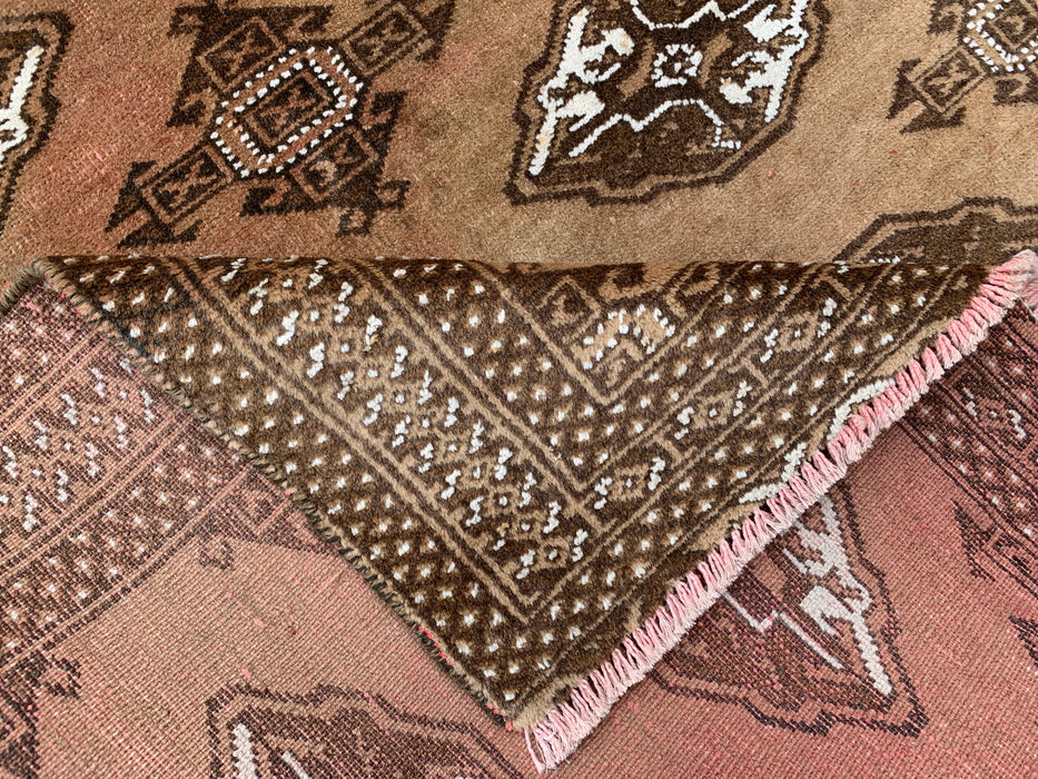 4'8 x 3'2 Hand-Knotted Persian Wool Rug - Taupe & Brown Geometric Motif Design - KBHM-987