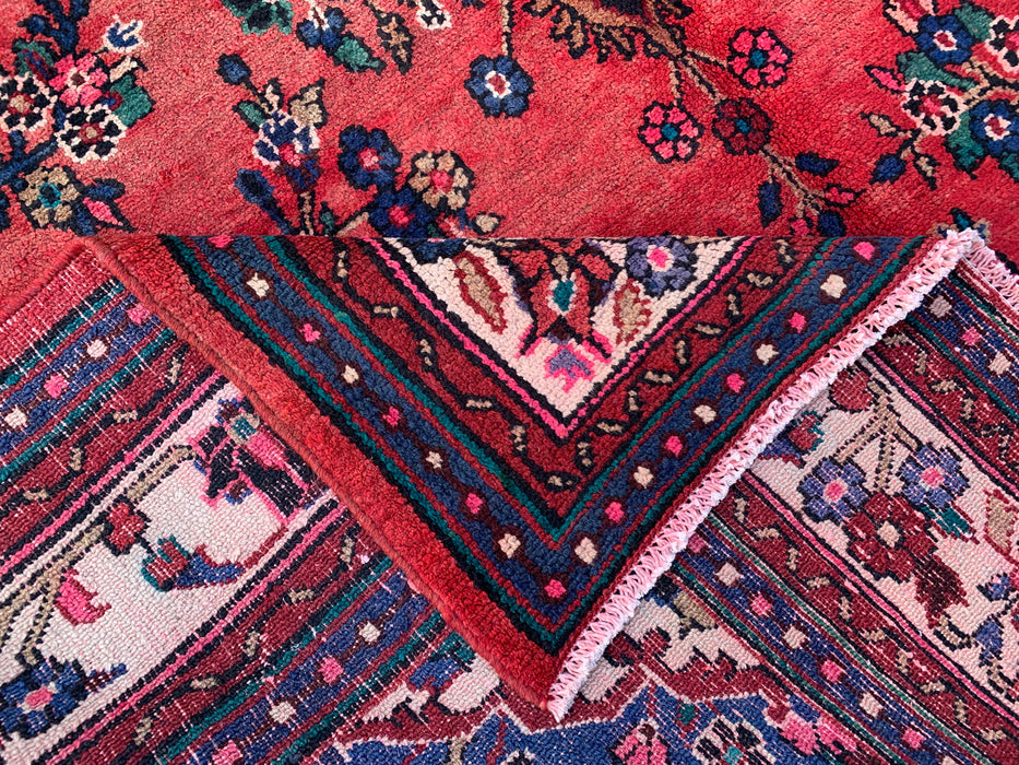 9'10 x 7'2 Hand-Knotted Persian Wool Rug - Red Floral Medallion Design - KBHM-988