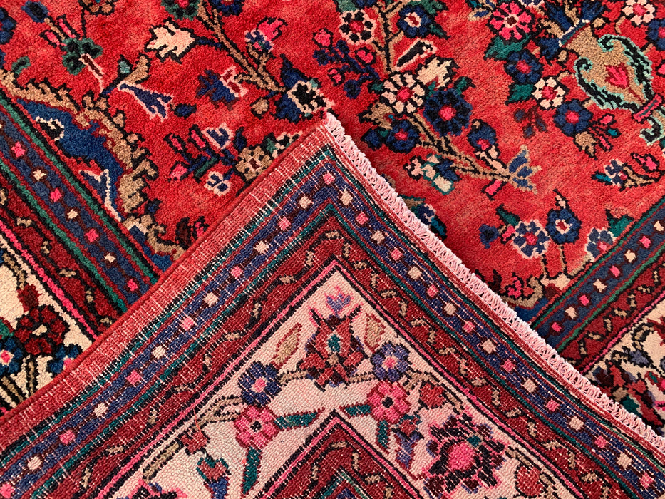 9'10 x 7'2 Hand-Knotted Persian Wool Rug - Red Floral Medallion Design - KBHM-988