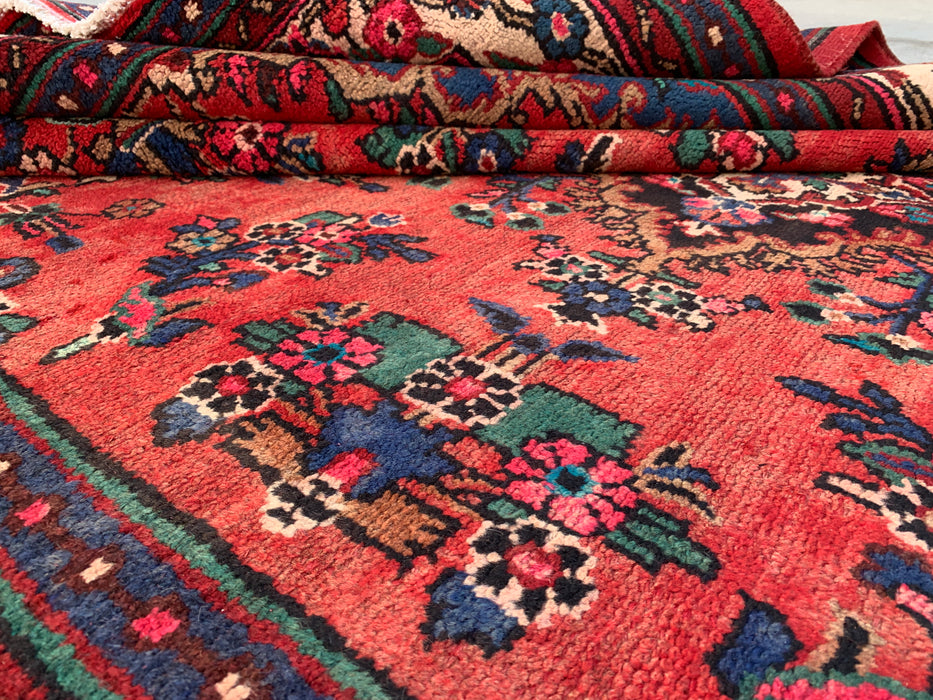 9'10 x 7'2 Hand-Knotted Persian Wool Rug - Red Floral Medallion Design - KBHM-988