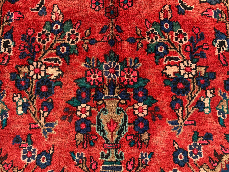 9'10 x 7'2 Hand-Knotted Persian Wool Rug - Red Floral Medallion Design - KBHM-988