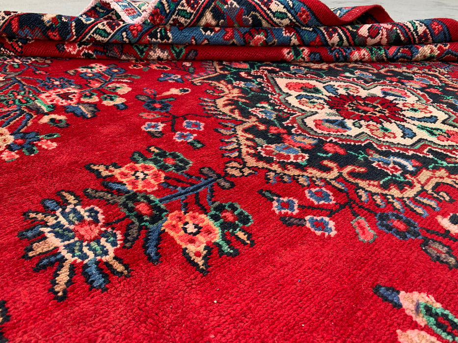 10'0 x 7'1 Hand-Knotted Persian Wool Rug - Red Floral Medallion Design - KBHM-989
