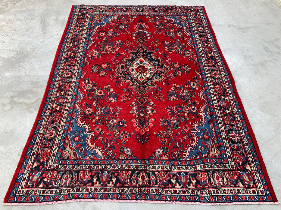 10'0 x 7'1 Hand-Knotted Persian Wool Rug - Red Floral Medallion Design - KBHM-989
