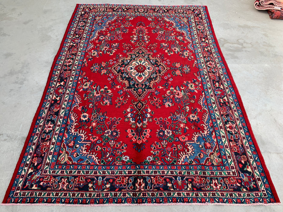 10'0 x 7'1 Hand-Knotted Persian Wool Rug - Red Floral Medallion Design - KBHM-989