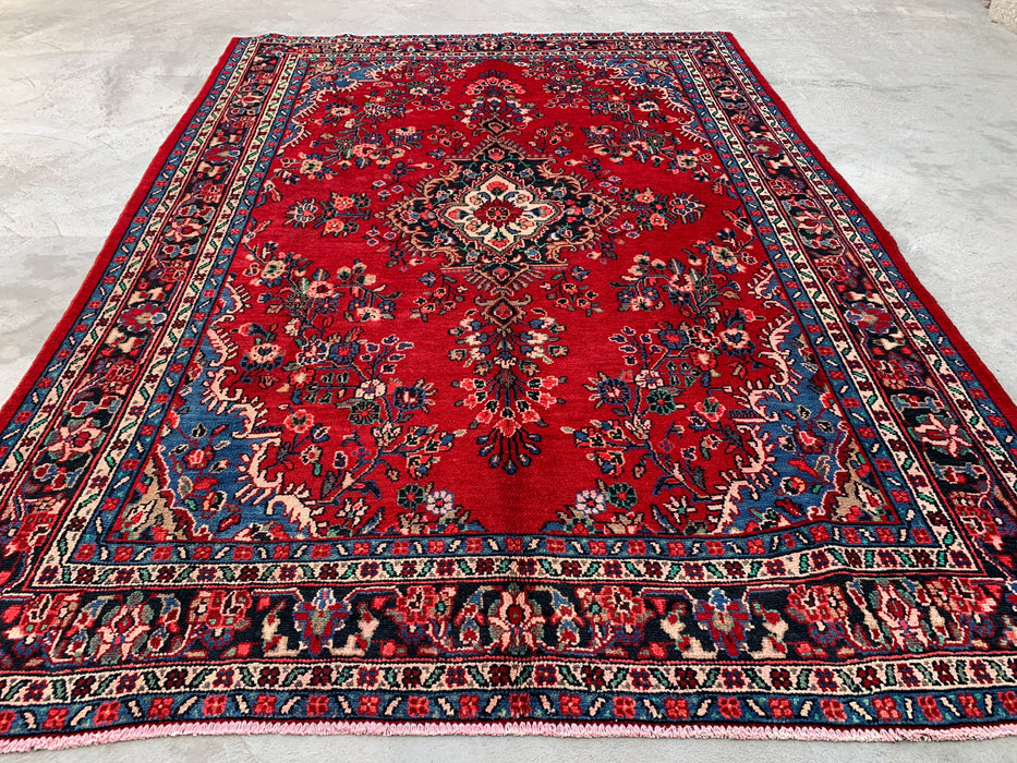 10'0 x 7'1 Hand-Knotted Persian Wool Rug - Red Floral Medallion Design - KBHM-989