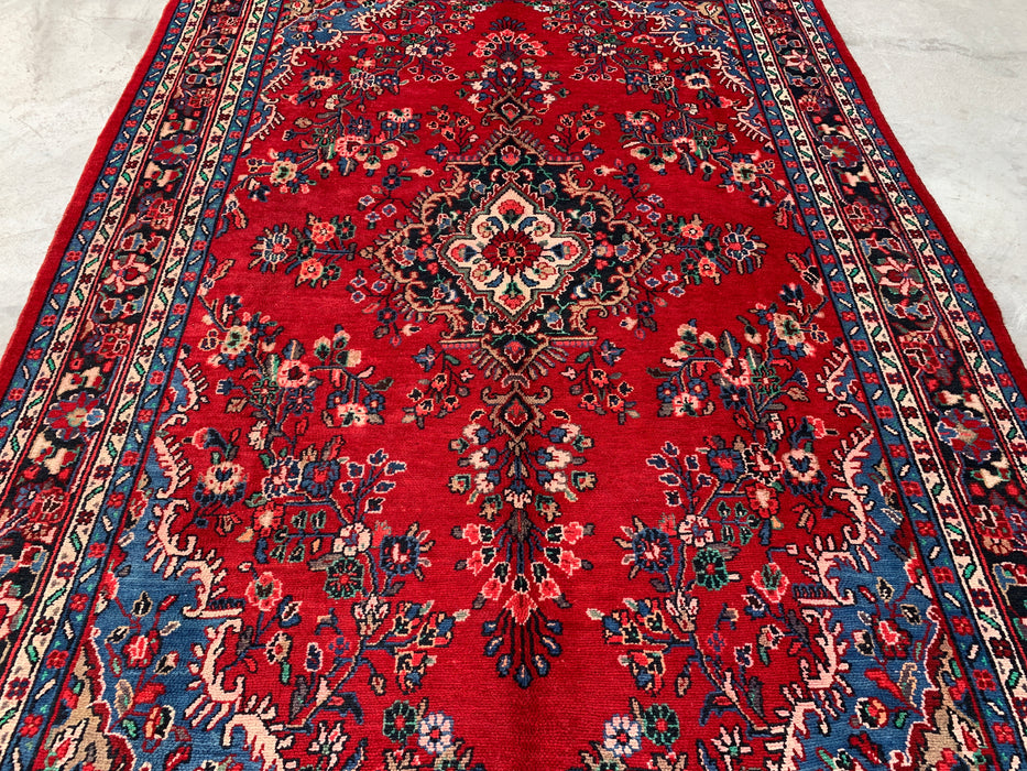 10'0 x 7'1 Hand-Knotted Persian Wool Rug - Red Floral Medallion Design - KBHM-989