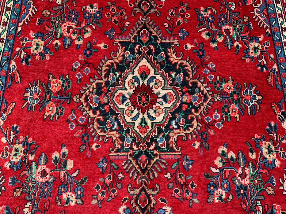 10'0 x 7'1 Hand-Knotted Persian Wool Rug - Red Floral Medallion Design - KBHM-989