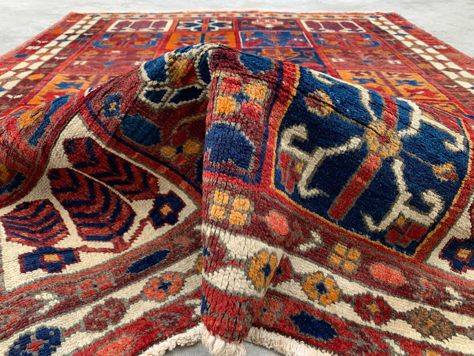 6'3 x 5'1 Hand-Knotted Persian Wool Rug - Multicolor Geometric Patchwork Design - KBHM-990