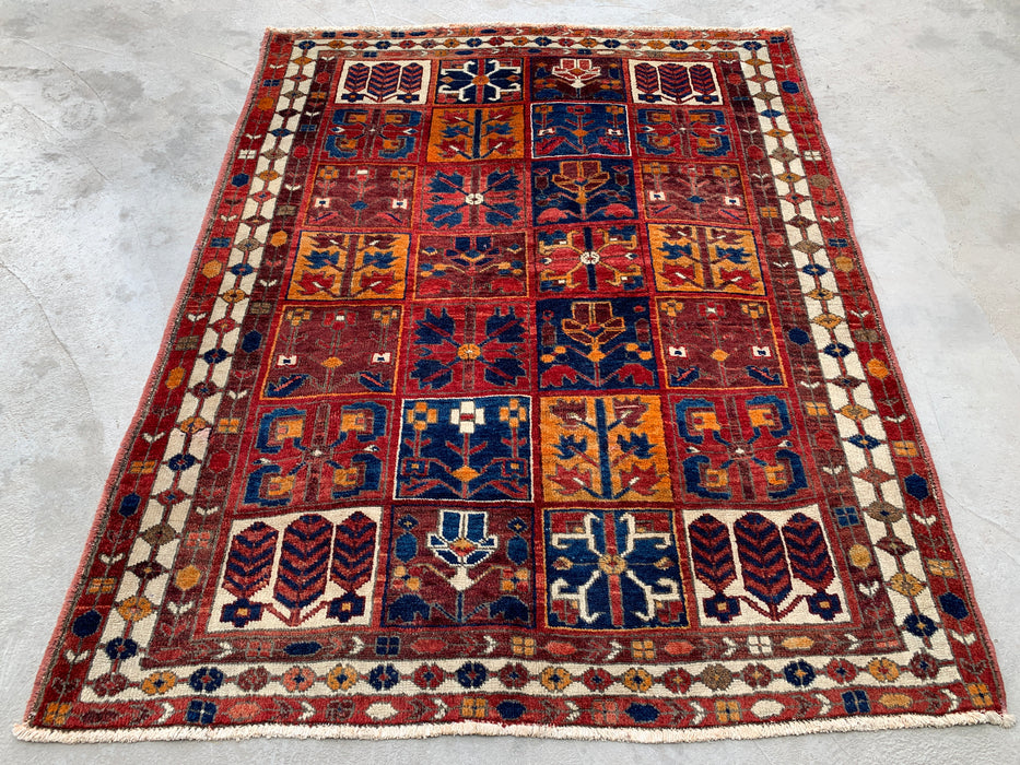 6'3 x 5'1 Hand-Knotted Persian Wool Rug - Multicolor Geometric Patchwork Design - KBHM-990