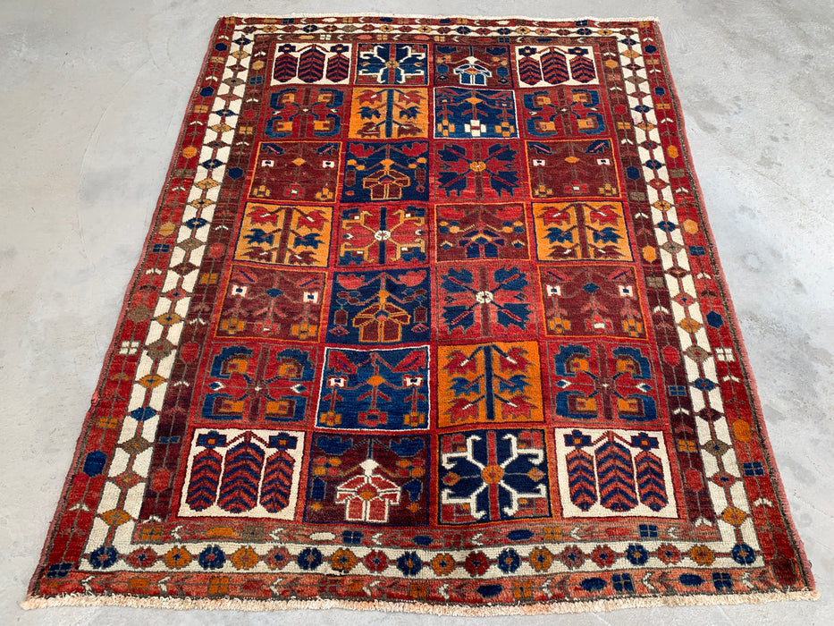 6'3 x 5'1 Hand-Knotted Persian Wool Rug - Multicolor Geometric Patchwork Design - KBHM-990